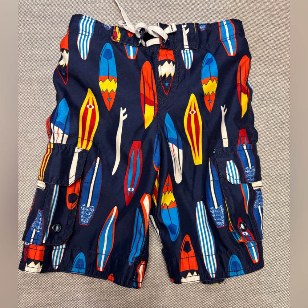 Nautical Surfboard Print Kids swim trunks